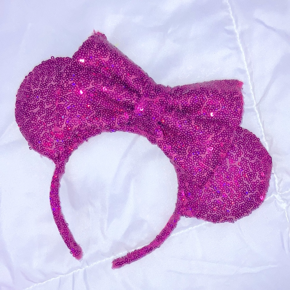 Disney Minnie Mouse Ears Headband Hot Pink Sequin Small Shop
